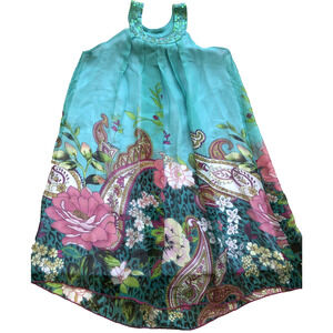 Girls Dress LIPSKIK GIRLS size 14 beautiful Sequin Floral Sundress summer (ja42)